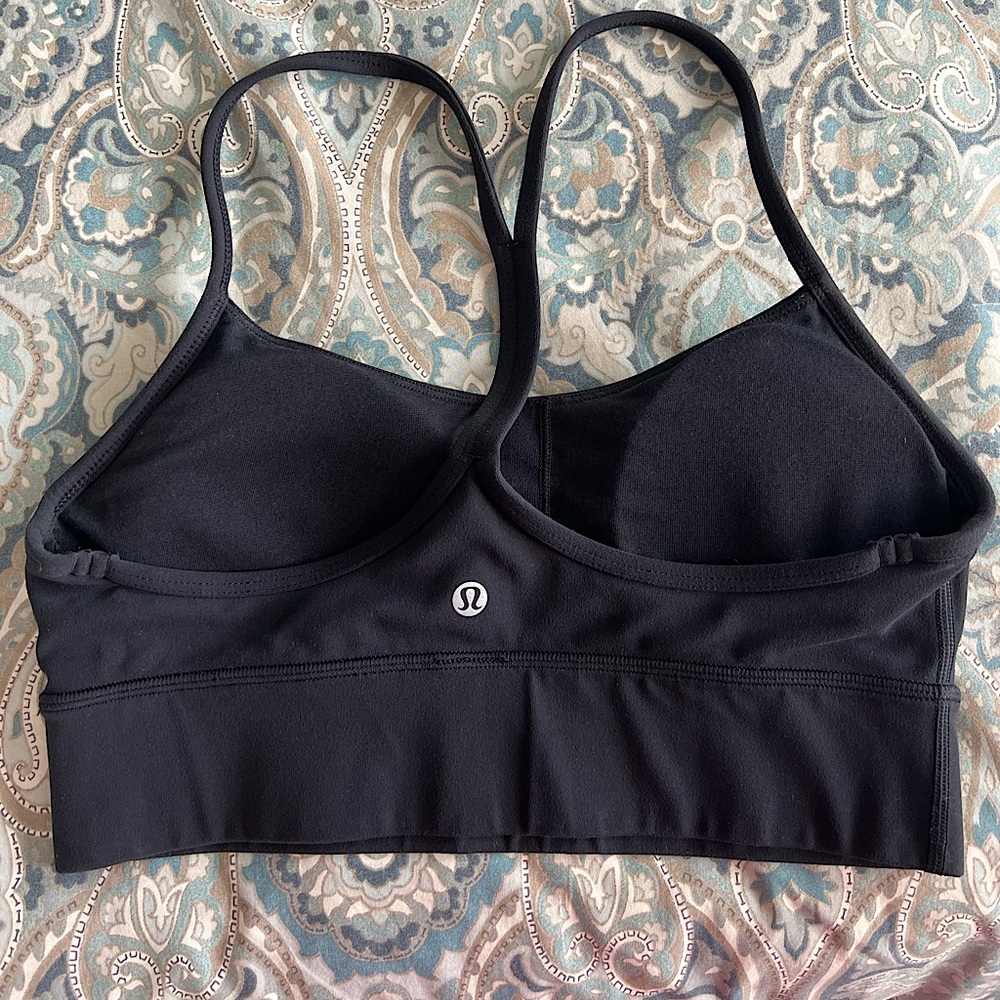 Lululemon Flow Y Nulu Longline Bra, Solid Black, Size 8